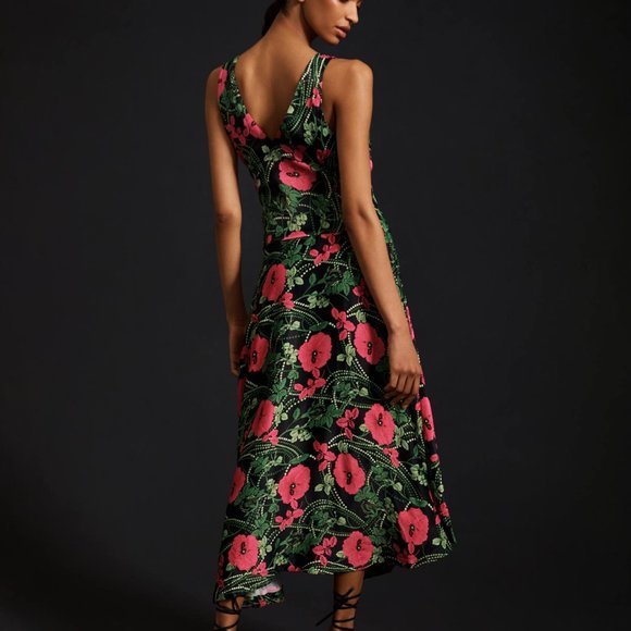 HTF Anthropologie Maeve Ruched Midi Dress - Picture 2 of 6